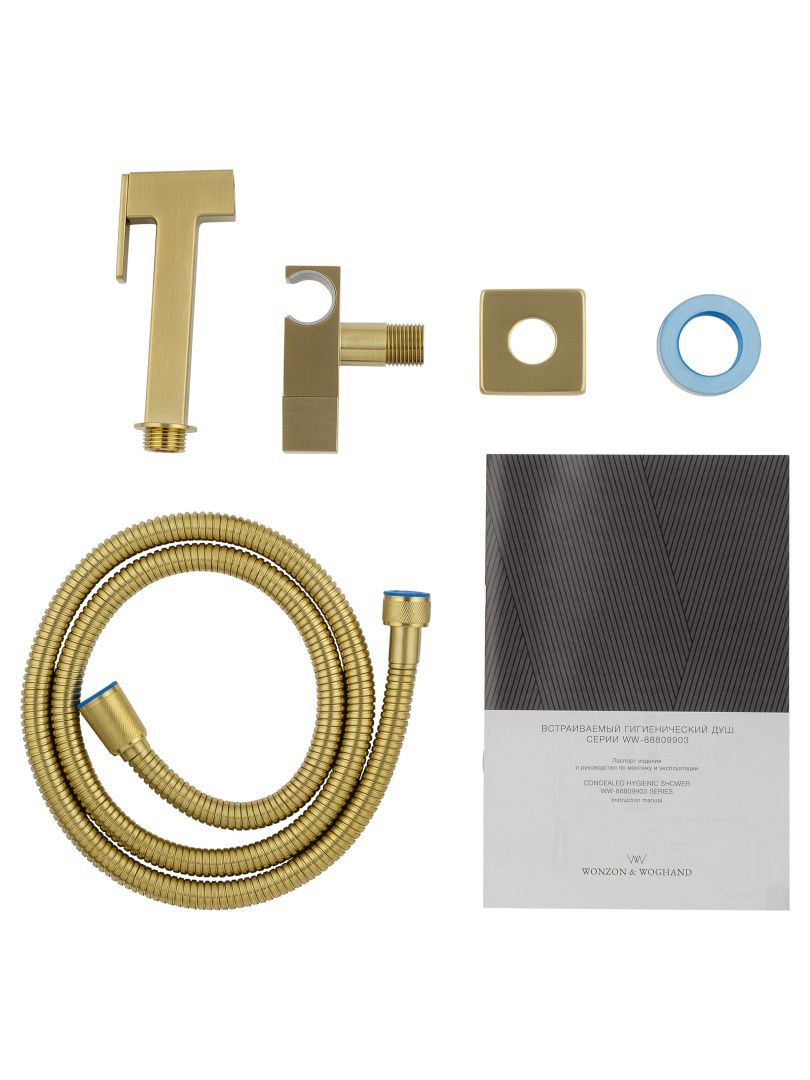 Приобрести модуль гигиенического душа для встраиваемых смесителей wonzon & woghand, брашированное золото (ww-88809904-bg)