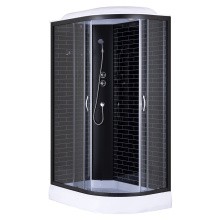 Loranto Душевая кабина SUNWAY 1200х800х2150 левостороняя, поддон 13см, черный кирпичный узор, прозрачное стекло 4мм, профиль черный (CS6612013LGB120)