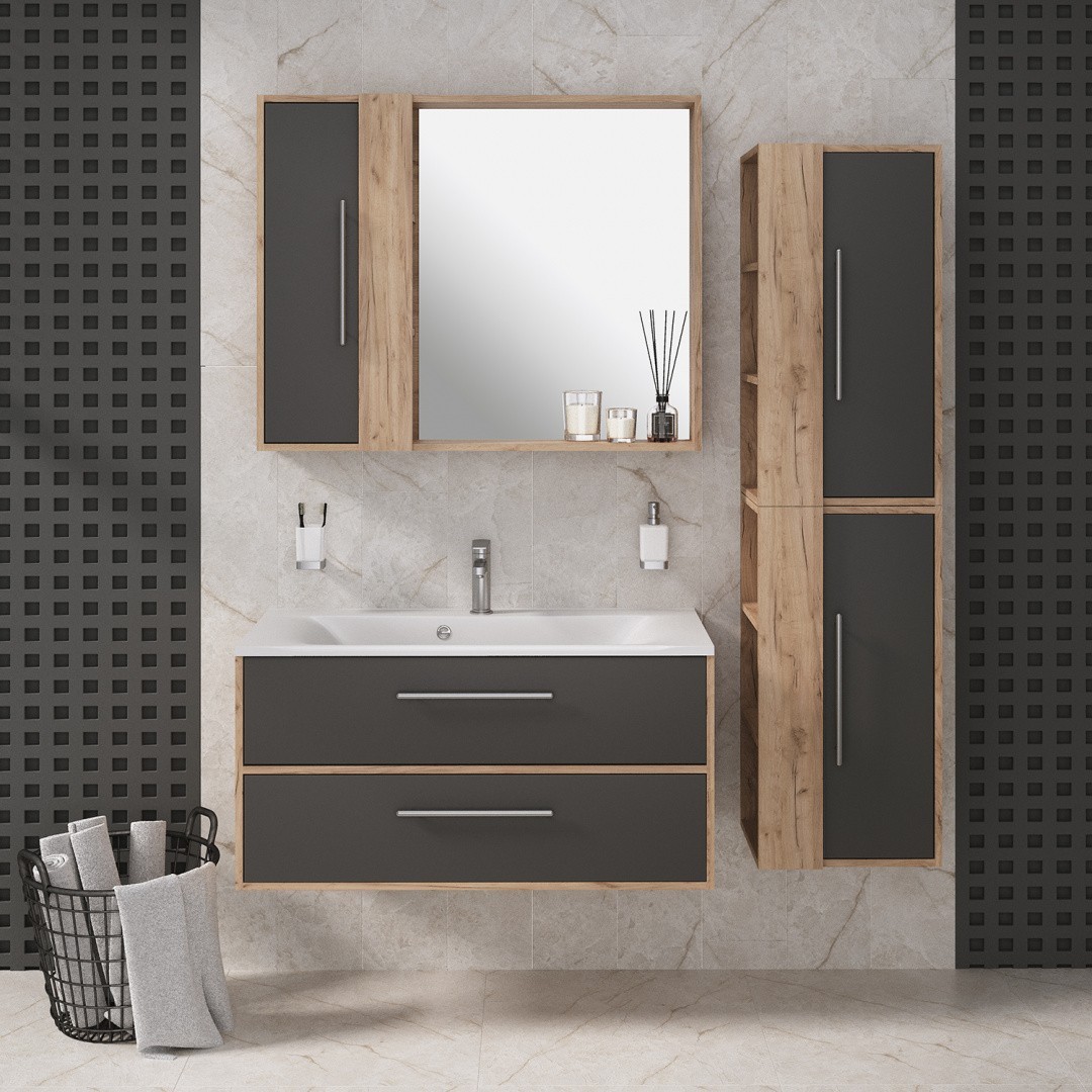 Приобрести aqua de marco тумба подвесная с раковиной melbourne 100 cм. дуб-серый