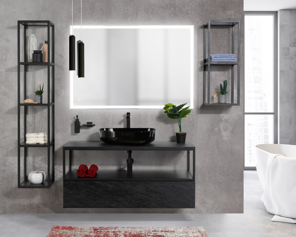 Приобрести cezares полка металическая cadro 58 см, подвесная , черная cadro-30/30/80-2c-so-met-st