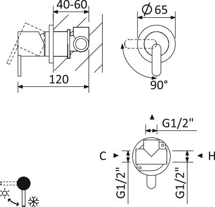 Приобрести cezares смеситель скрытого монтажа leaf, хром leaf-dim-01