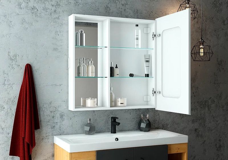 Приобрести continent зеркало шкаф с подсветкой aperio 80х80 см, сенсорный включатель, правосторонее, белое