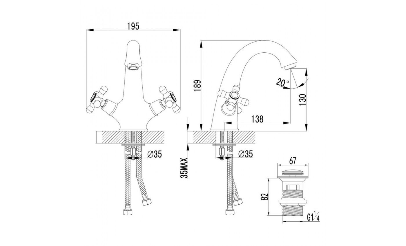 Приобрести lemark смеситель для раковины vintage с донным клапаном, бронза lm2806b