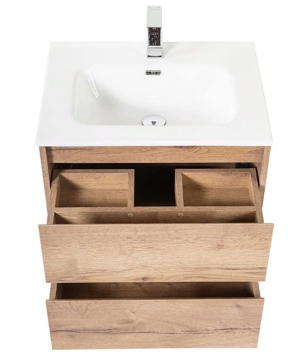 Приобрести тумба подвесная с раковиной belbagno kraft-600-2c-so-rt 60 см, rovere tabacco