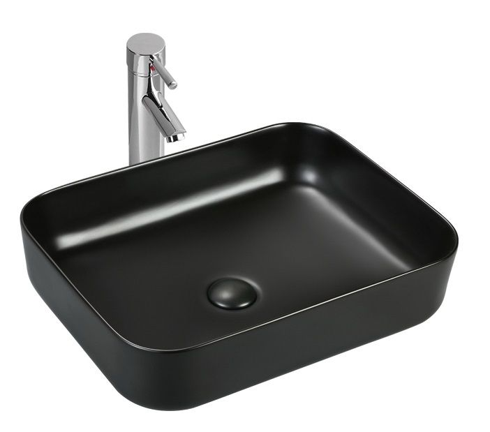 Приобрести sintesi раковина накладная 500х400 мм, черная матовая, без отверстия под смеситель lvb-app-409bm