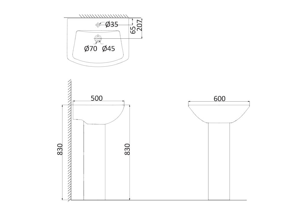 Приобрести tours раковина 600*500*830 с пьедесталом
