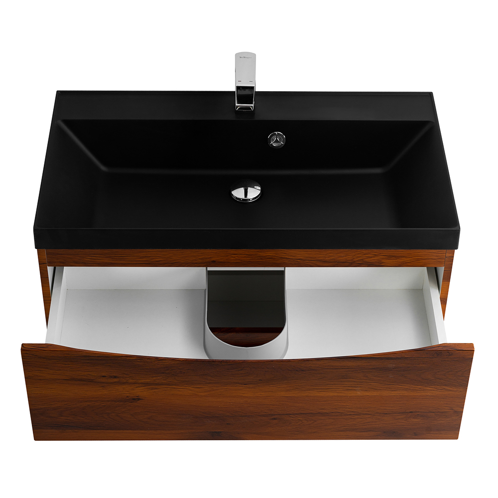 Приобрести belbagno тумба с раковиной marino 80 см, подвесная rovere cillegio, чёрная раковина
