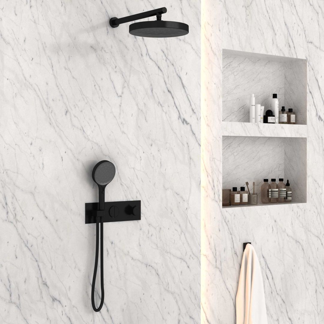 Приобрести vincea встраиваемая душевая система с термостатом, черная матовая vsfw-422ti2mb