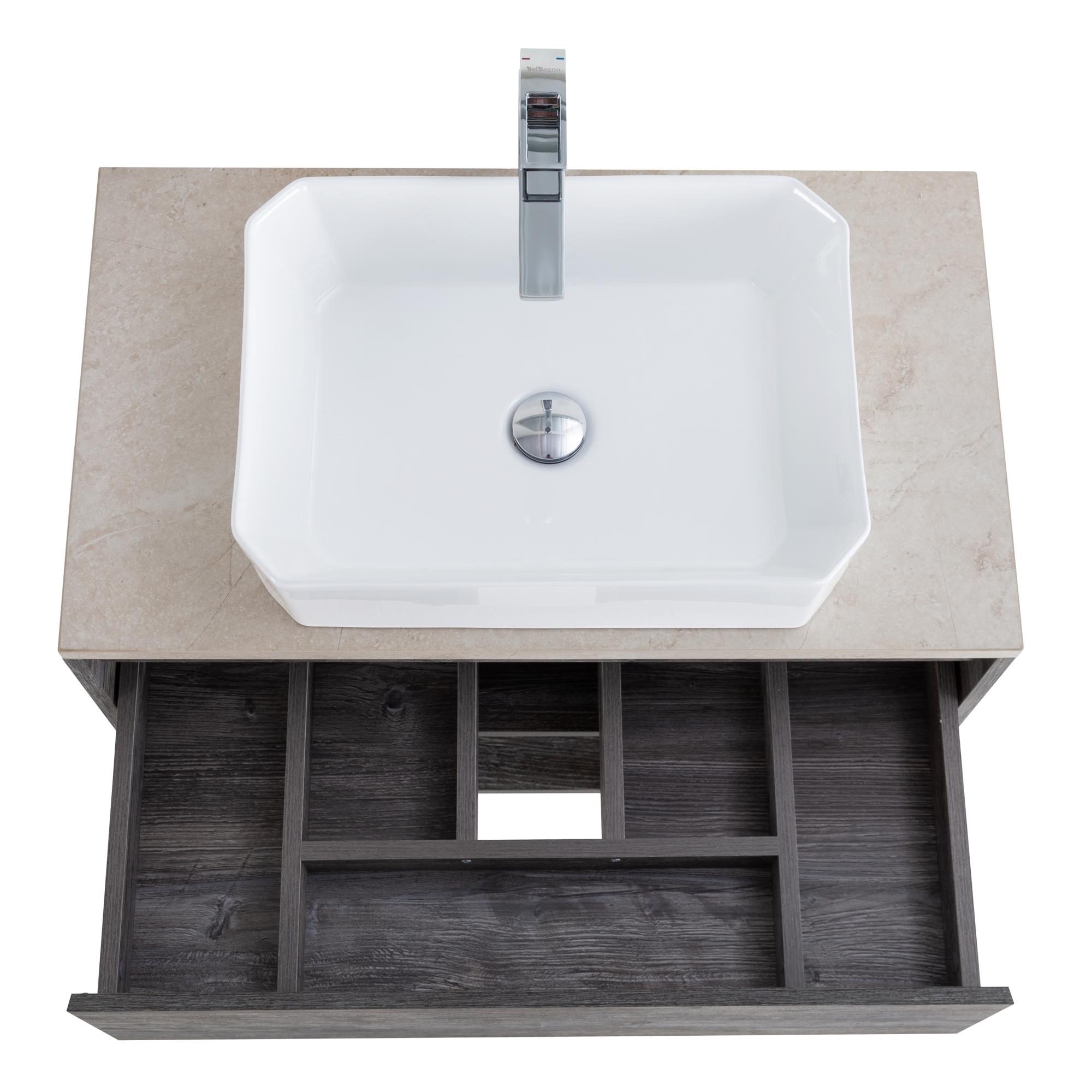 Приобрести belbagno тумба со столешницей kraft 80 см с ящиком и полкой, подвесная pino pasadena