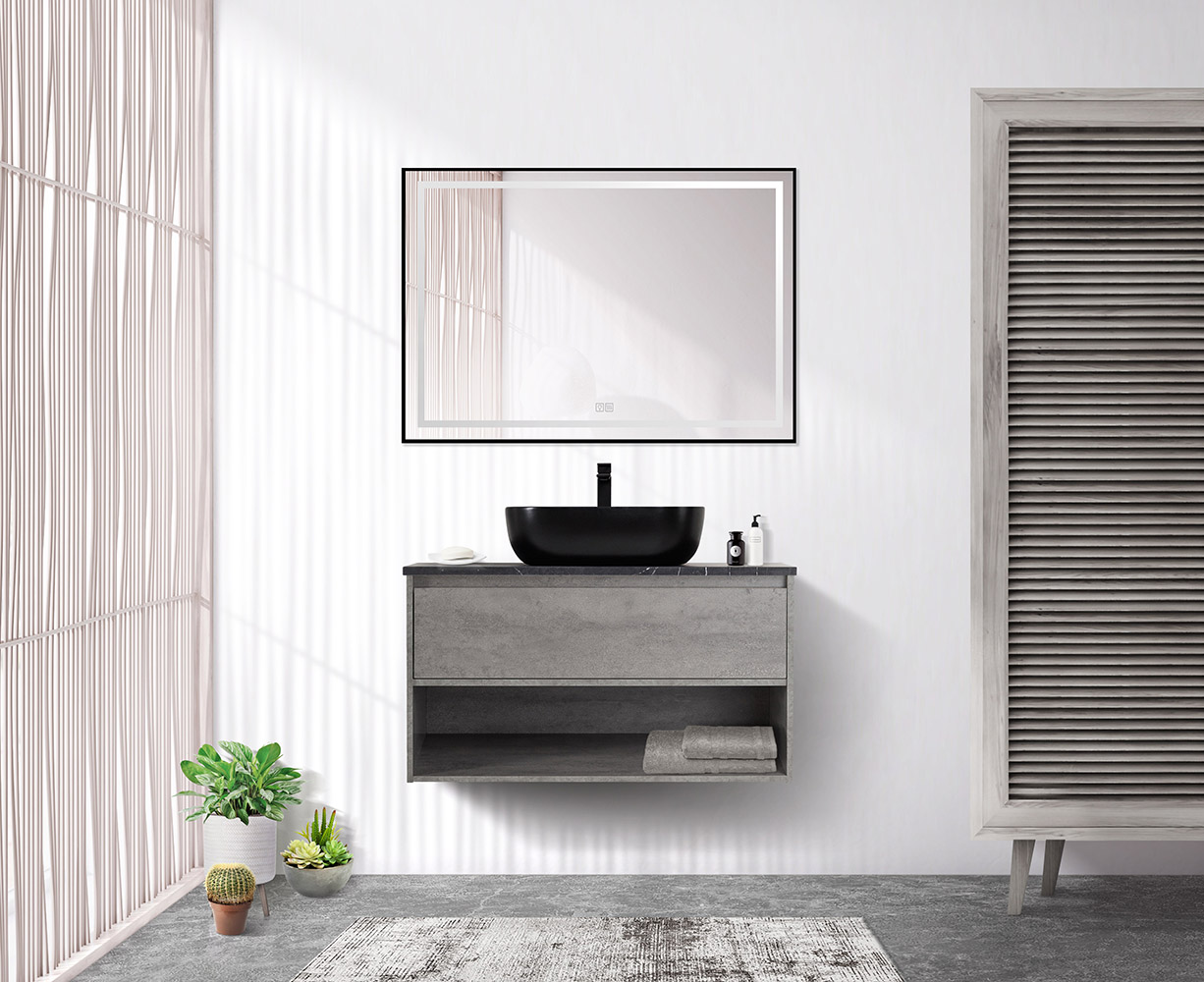 Приобрести belbagno тумба со столешницей kraft 80 см с ящиком и полкой, подвесная cemento grigio