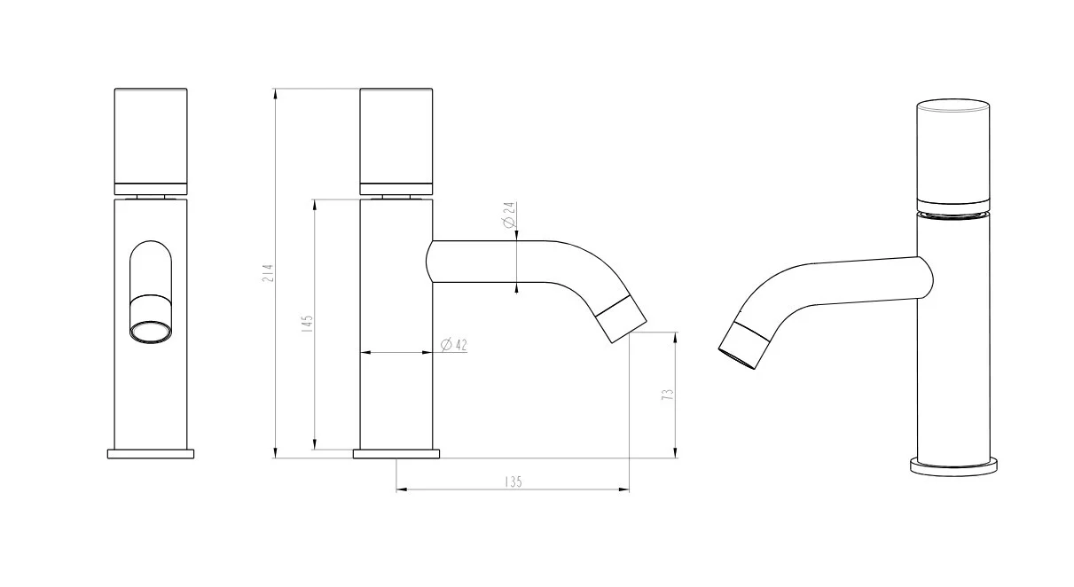 Приобрести boheme смеситель для раковины stick, черный хром 121-sgm.4