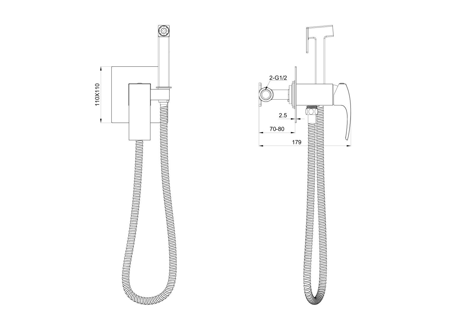 Приобрести смеситель с гигиеническим душем встраиваемый wonzon & woghand fit, черный матовый (ww- 88829009-mb)