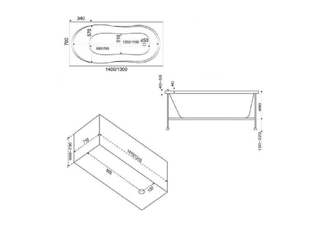 Приобрести bas акриловая ванна тесса 140х70