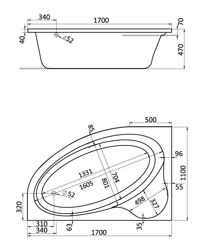 Приобрести santek эдера асимметричная акриловая ванна 170х110 см, левостороняя, белая