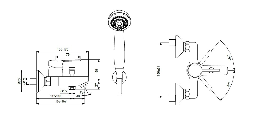 Приобрести смеситель для ванны/душа vidima logik ba279aa