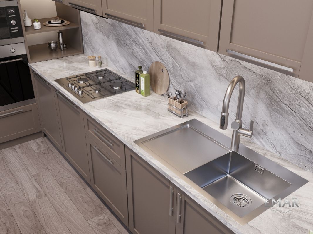 Приобрести oulin кухонная мойка 85х56 см, сатин oulin ol-ftr102r