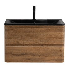 BelBagno Тумба с раковиной ALBANO 80 см, подвесная Rovere Rustico, чёрная раковина