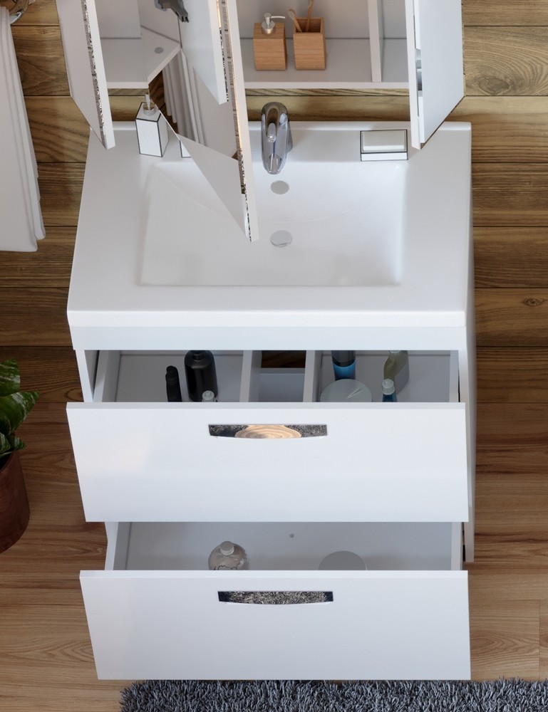 Приобрести vigo тумба с раковиной plaza 70см, 2 ящика, напольная, белая tn.pla.fos.70.2y