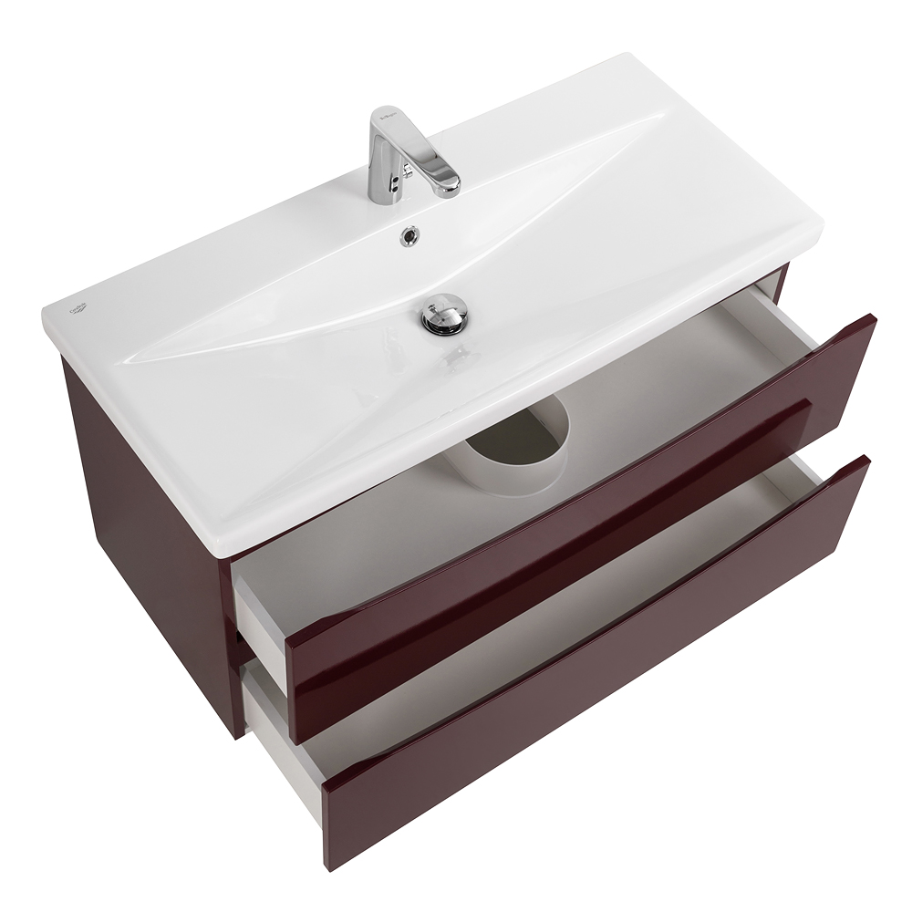 Приобрести belbagno тумба с раковиной marino-cer 90 см, подвесная bordo lucido, белая раковина