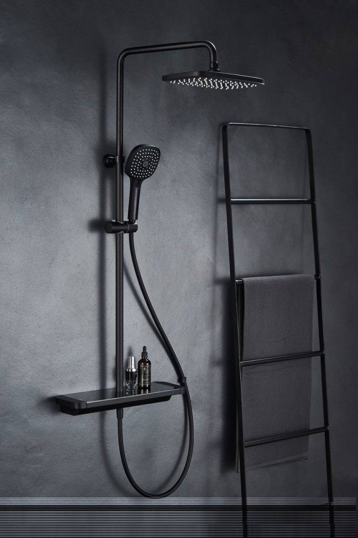 Приобрести savol душевая система d 300мм, прямоугольная, черный матовый sk-h3145h