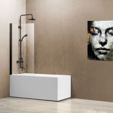 Vincea Шторка на ванну 80 см, прозрачное, черная VSB-11800CLB