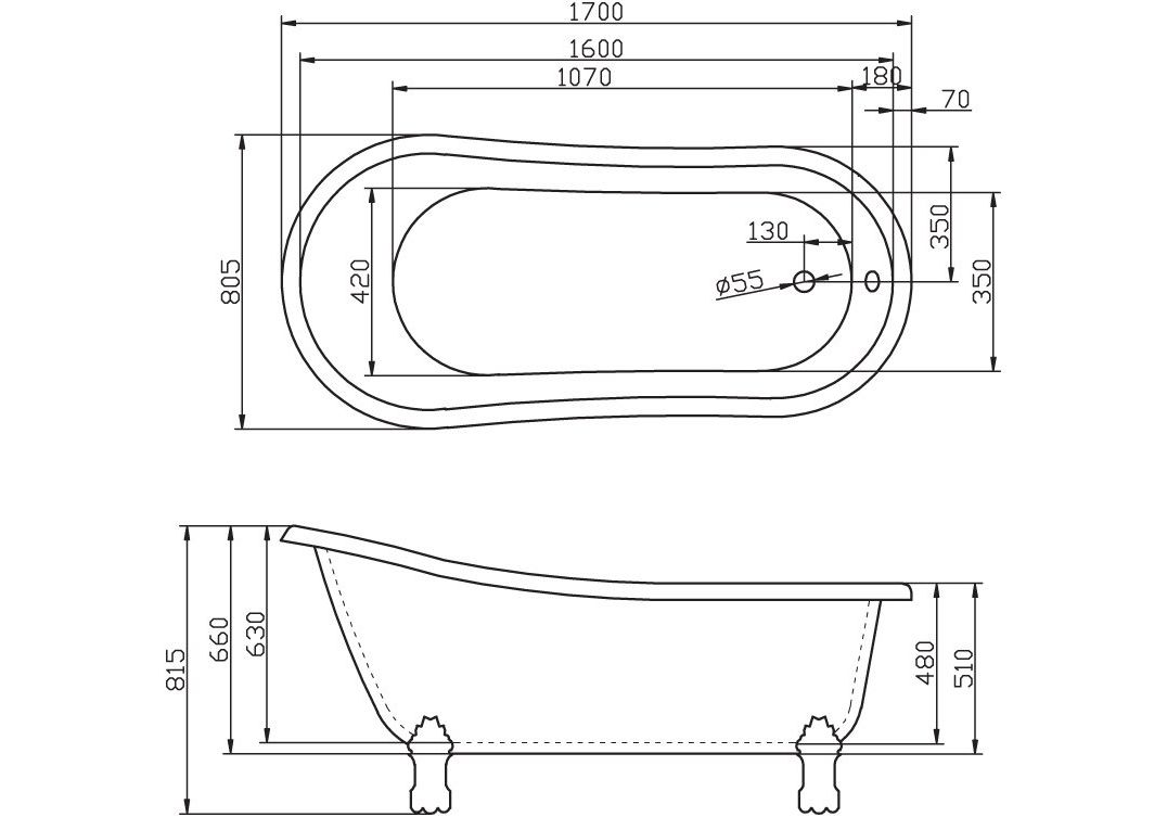 Приобрести ванна акриловая отдельностоящая belbagno 170х80 см, bb04-ros