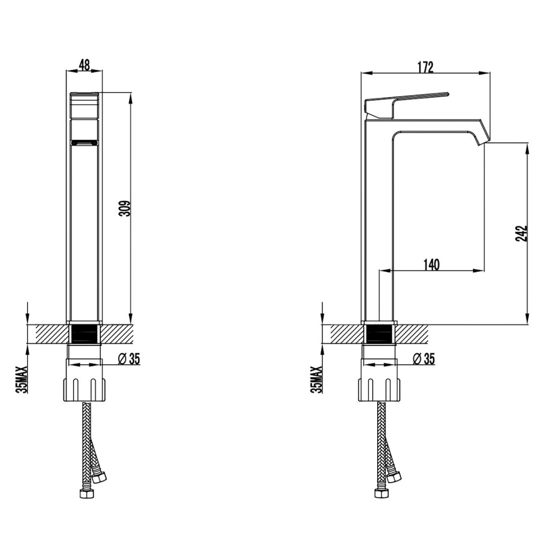 Приобрести смеситель для раковины azario exquisite 309 мм, высокий, хром az-vsm168r40c