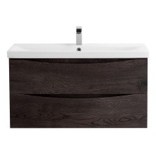 BelBagno Тумба с раковиной MARINO-CER 100 см, подвесная Rovere Nature Grigio, белая раковина