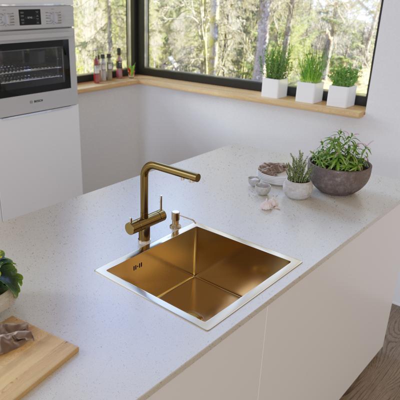 Приобрести gerhans кухонная мойка 50х43 см, золото