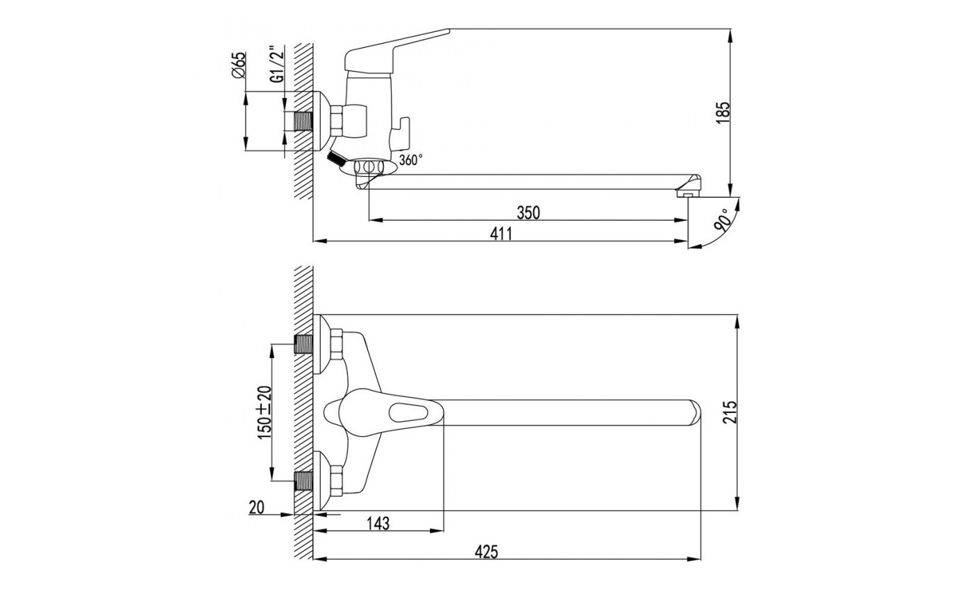 Приобрести lemark смеситель для ванны luna, хром lm4151c