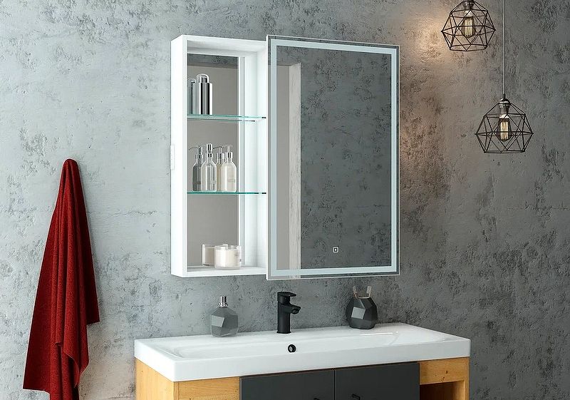 Приобрести continent зеркало шкаф с подсветкой aperio 80х80 см, сенсорный включатель, правосторонее, белое