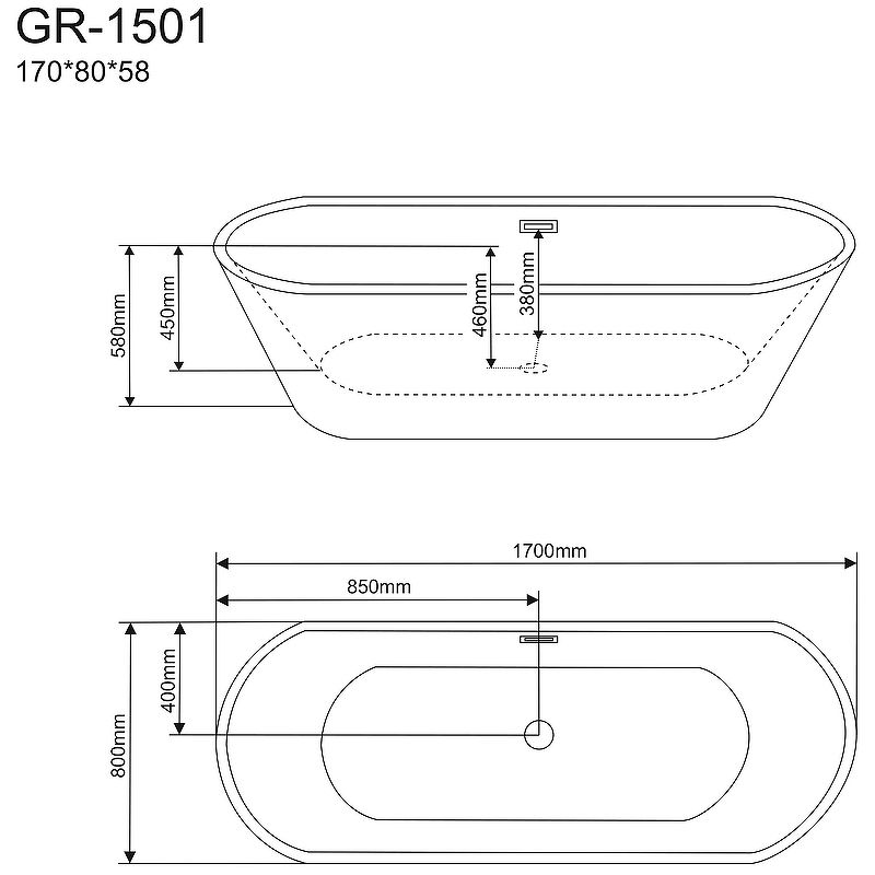 Приобрести grossman отдельностоящая ванна classic 170x80 см, белая gr-1501