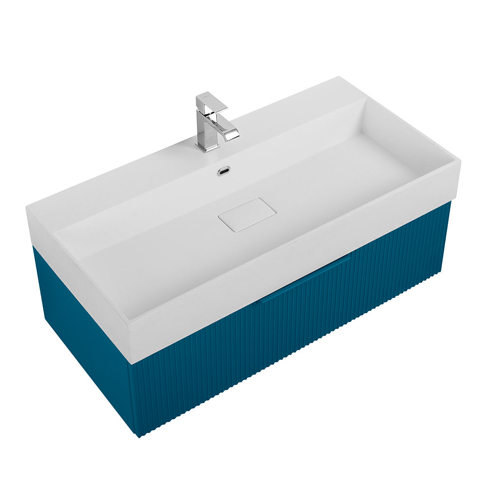 Приобрести cezares тумба подвесная с раковиной premium 90 см plisse blu petrolio, голубая 44423