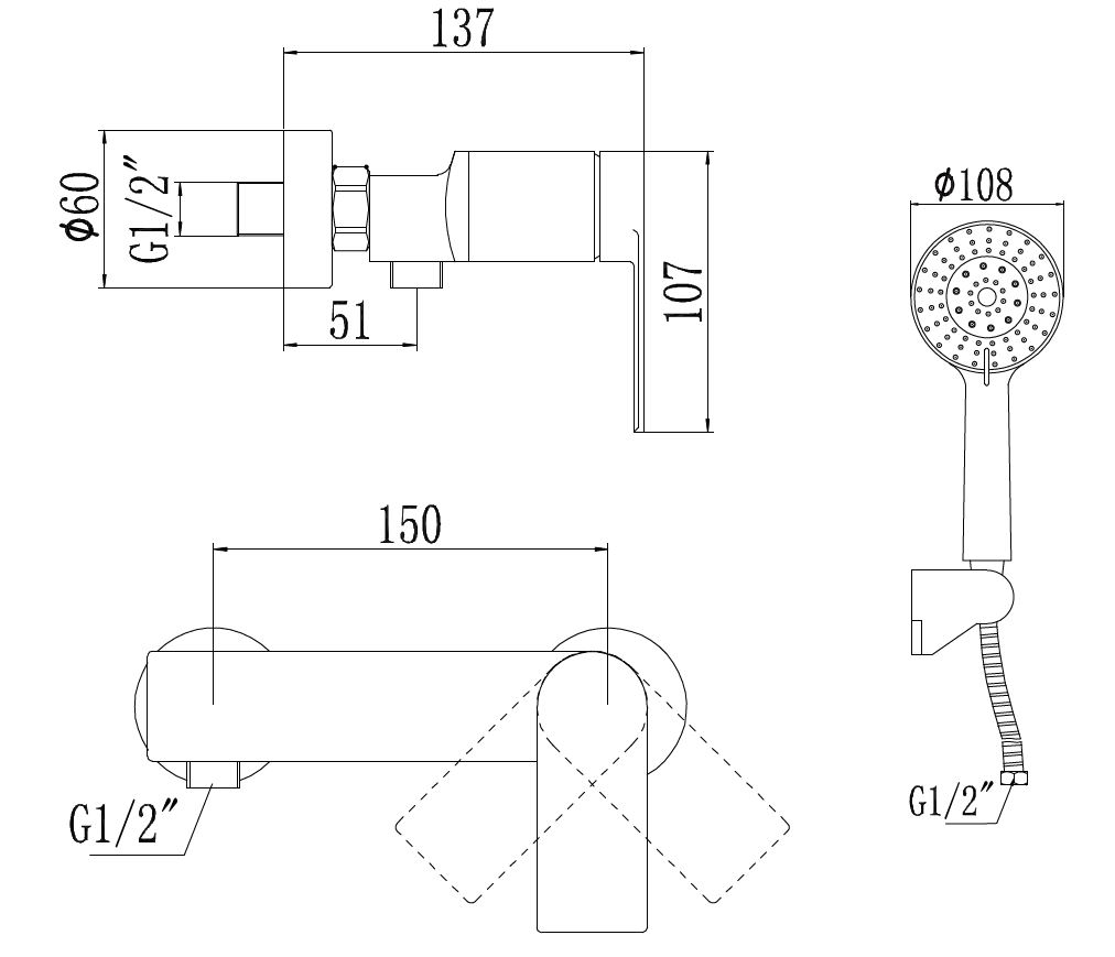 Приобрести savol смеситель для душа 210мм, хром s-601815