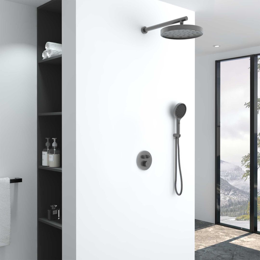 Приобрести vincea встраиваемая душевая система inspire, оружейная сталь vsfw-3i22mt2gm