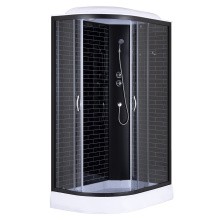 Loranto Душевая кабина SUNWAY 1200х800х2150 правосторонняя, поддон 13см, черный кирпичный узор, прозрачное стекло 4мм, профиль черный (CS6612013RGB120)