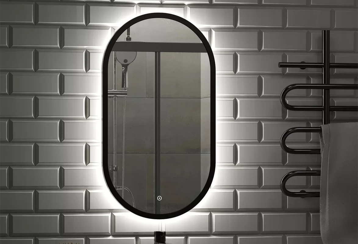 Приобрести continent зеркало с подсветкой prime black 45х80 см, черное