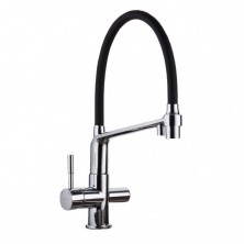 Gappo Смеситель для кухни G4398-7 с фильтром и гибким изливом, хром\черный 94384