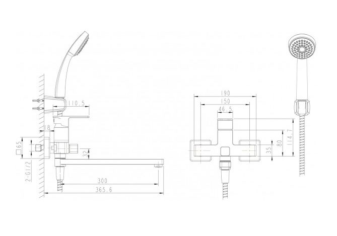 Приобрести смеситель для ванны bravat riffle f672106c-lb
