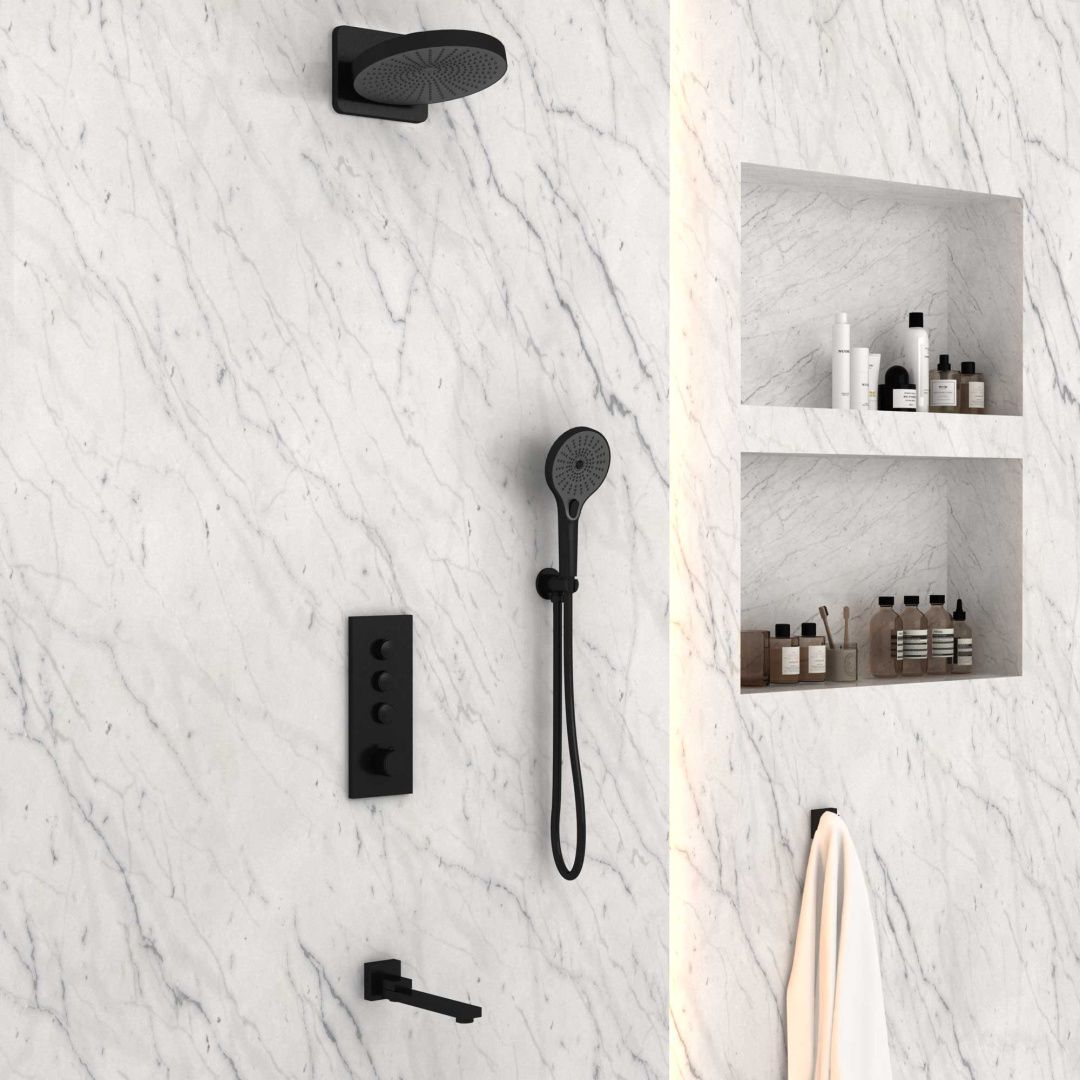 Приобрести vincea встраиваемая душевая система с термостатом, черная матовая vsfw-433ti1mb