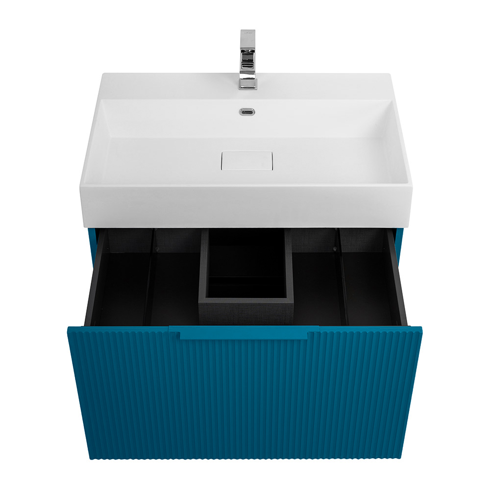 Приобрести cezares тумба подвесная с раковиной premium 70 см plisse blu petrolio, голубая 55438