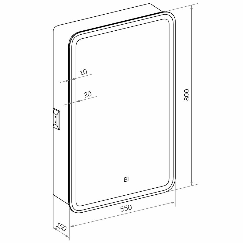 Приобрести continent зеркало шкаф с подсветкой elliott 55х80 см, сенсорный включатель, левосторонее, белое