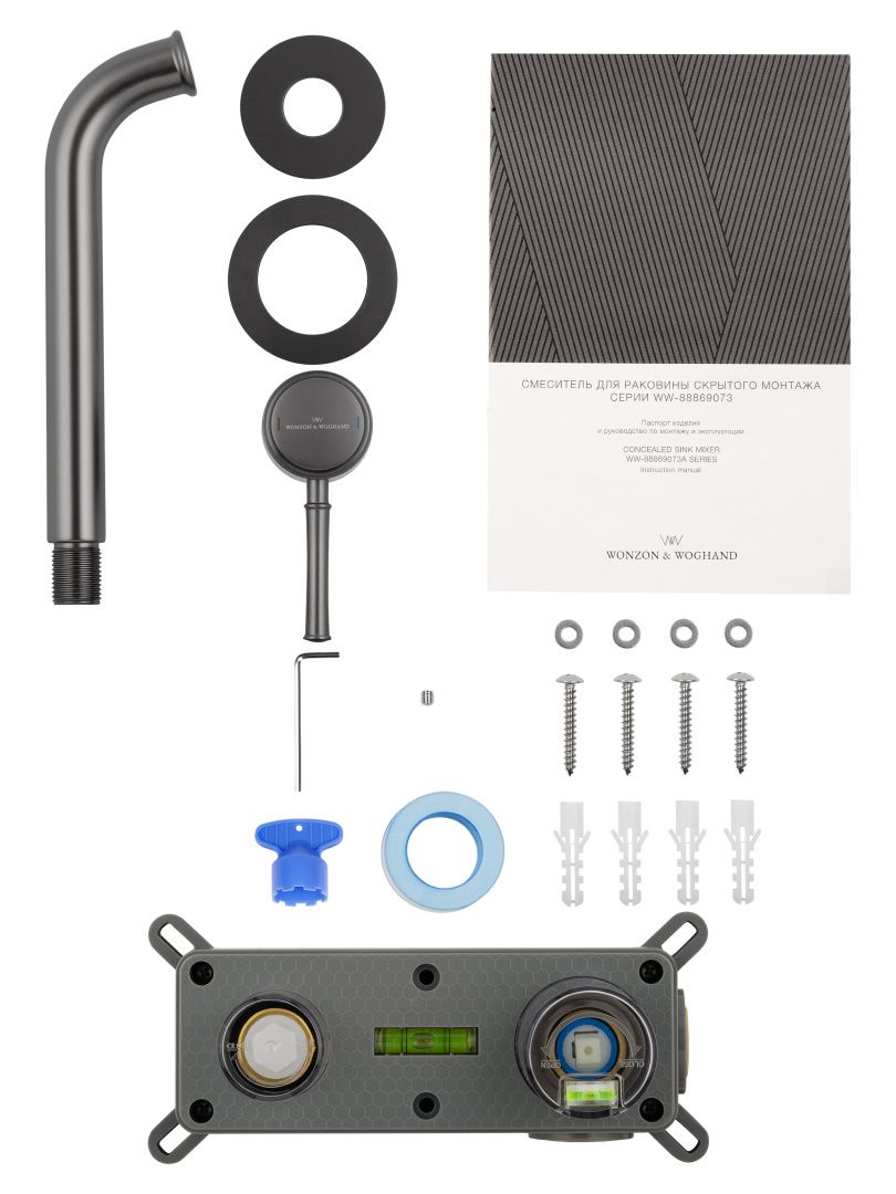 Приобрести смеситель для раковины встраиваемый wonzon & woghand tor, темный графит (ww-88869073-bgm)
