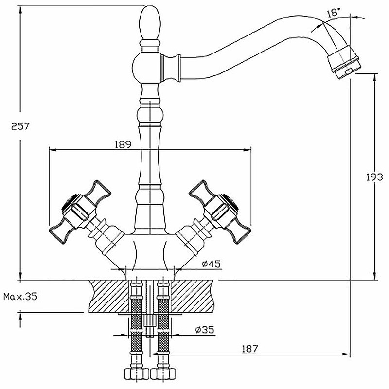 Приобрести haiba смеситель для кухни 257мм, хром hb-4324
