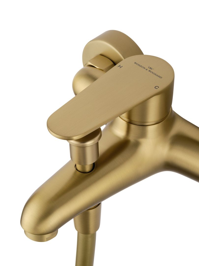 Приобрести смеситель для ванны с душевым гарнитуром wonzon & woghand alfa, брашированное золото (ww-ae3201-bg)