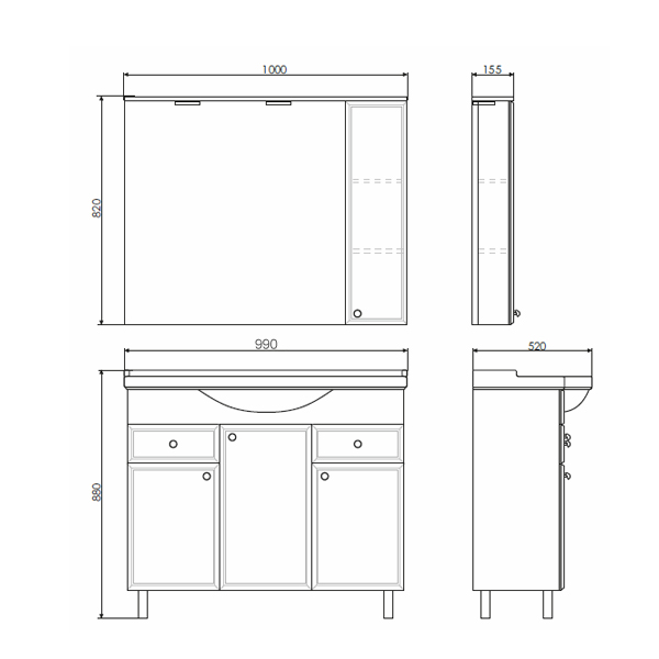 Приобрести сomforty зеркало-шкаф "сочи-100" белый глянец