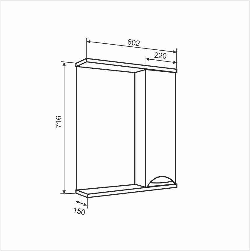 Приобрести aqua de marco зеркало-шкаф eleganse 60 см, правое, белый\хром 1060cele/r