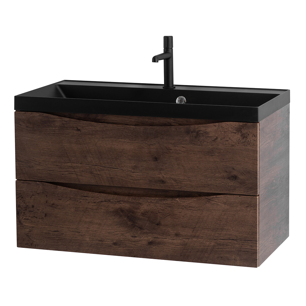 Приобрести belbagno тумба с раковиной marino 90 см, подвесная rovere moro, чёрная раковина