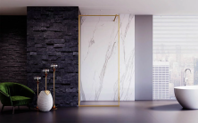 Veconi Душевая перегородка Korato 110x200 см, брашированное золото, прозрачное KR81G-110-01-C4