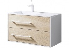 Тумба подвесная с раковиной Aqwella Miami 90 см Mai.01.09/L, белый/беленый дуб